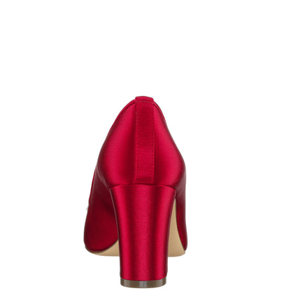 Giovia Red Satin Block Heel Pump | Nina Shoes