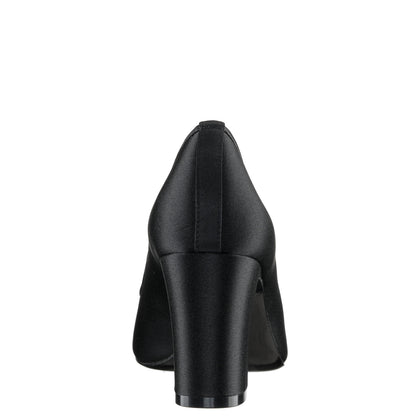 Giovia Black Satin Block Heel Pump | Nina Shoes