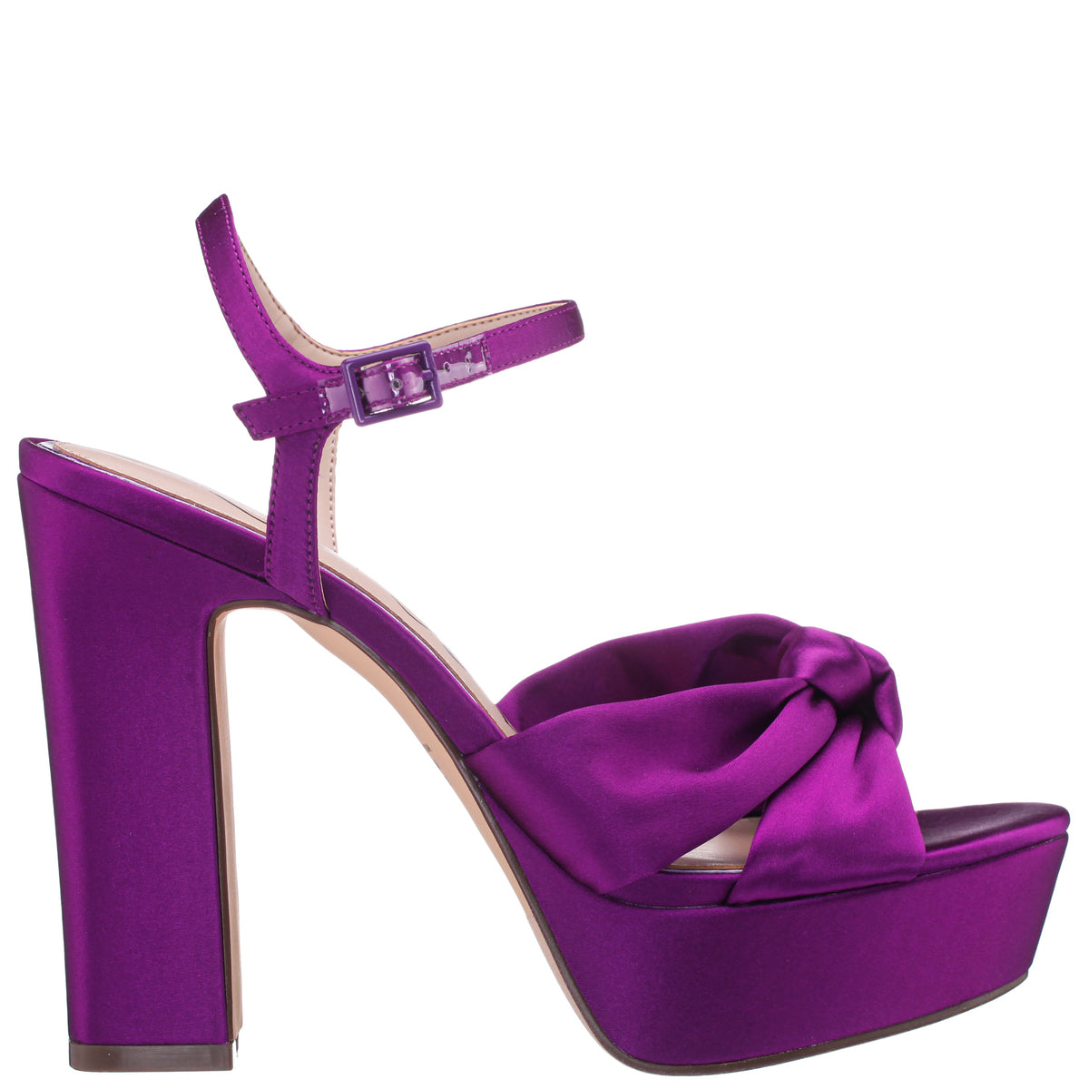 Sherlee Purple Satin Ultra-High Block Heel Platform Sandal | Nina Shoes
