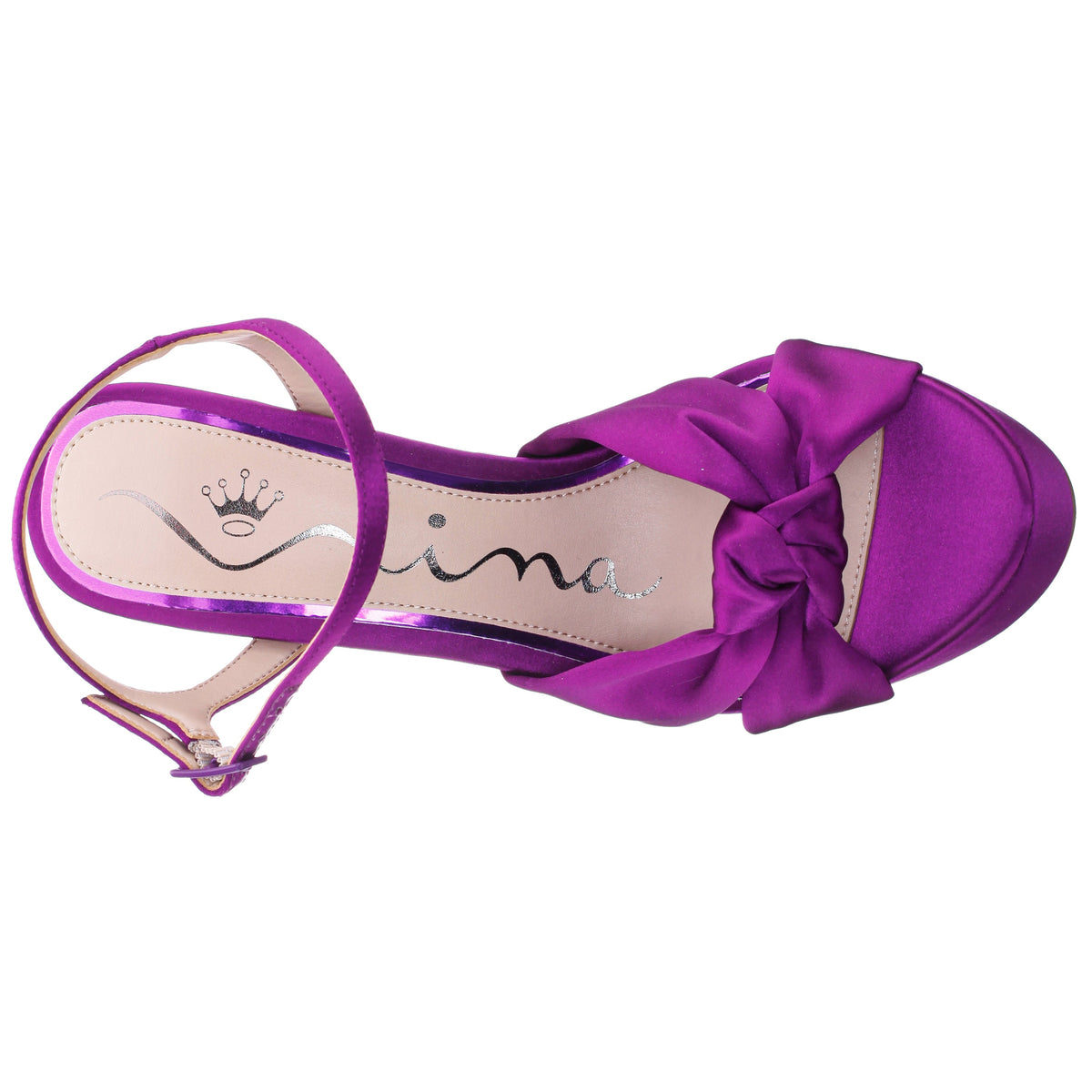 Sherlee Purple Satin Ultra-High Block Heel Platform Sandal | Nina Shoes