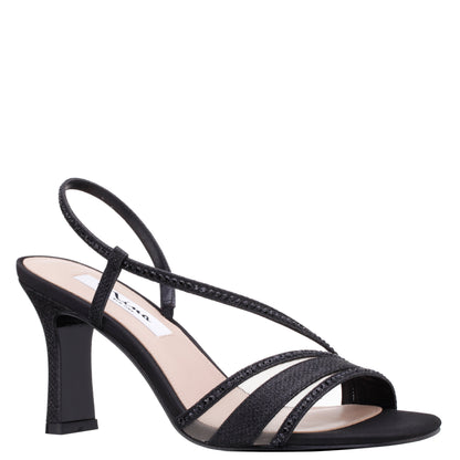 Abbi Black Metallic Mid-Heel Sandal | Nina Shoes