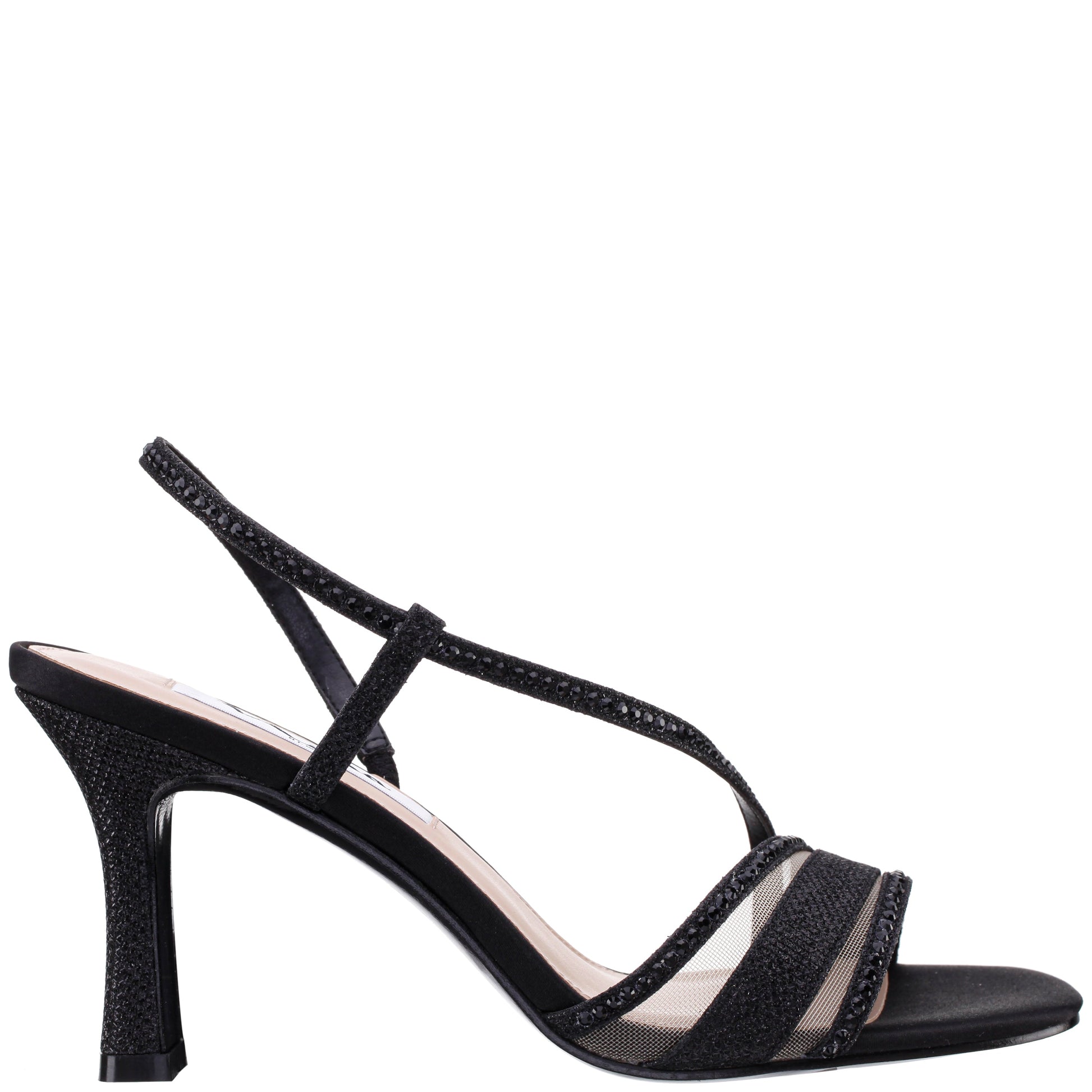 Abbi Black Metallic Mid-Heel Sandal | Nina Shoes