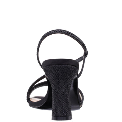 Abbi Black Metallic Mid-Heel Sandal | Nina Shoes