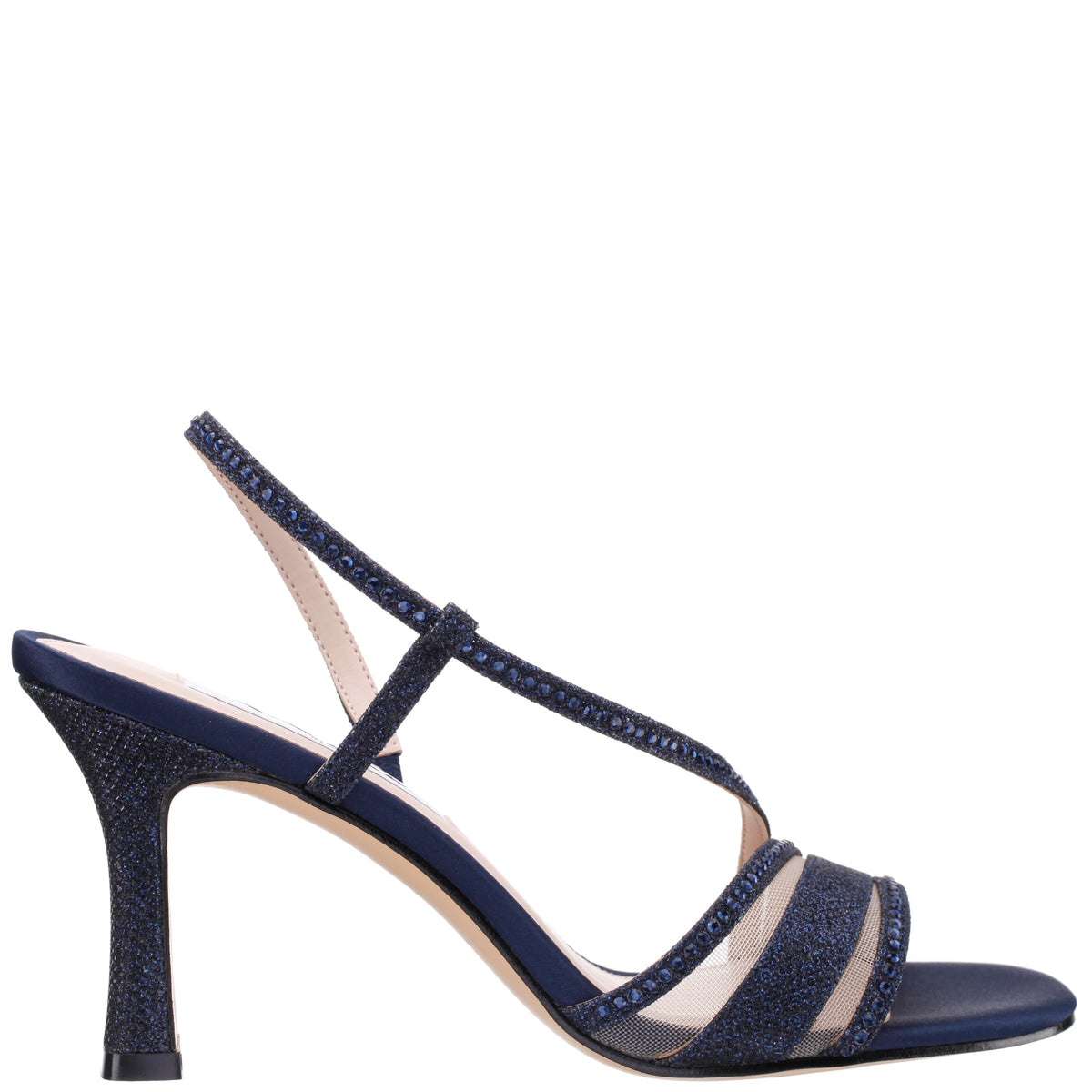 Abbi Blue Metallic Mid-Heel Sandal | Nina Shoes