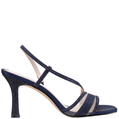 Abbi Blue Metallic Mid-Heel Sandal | Nina Shoes