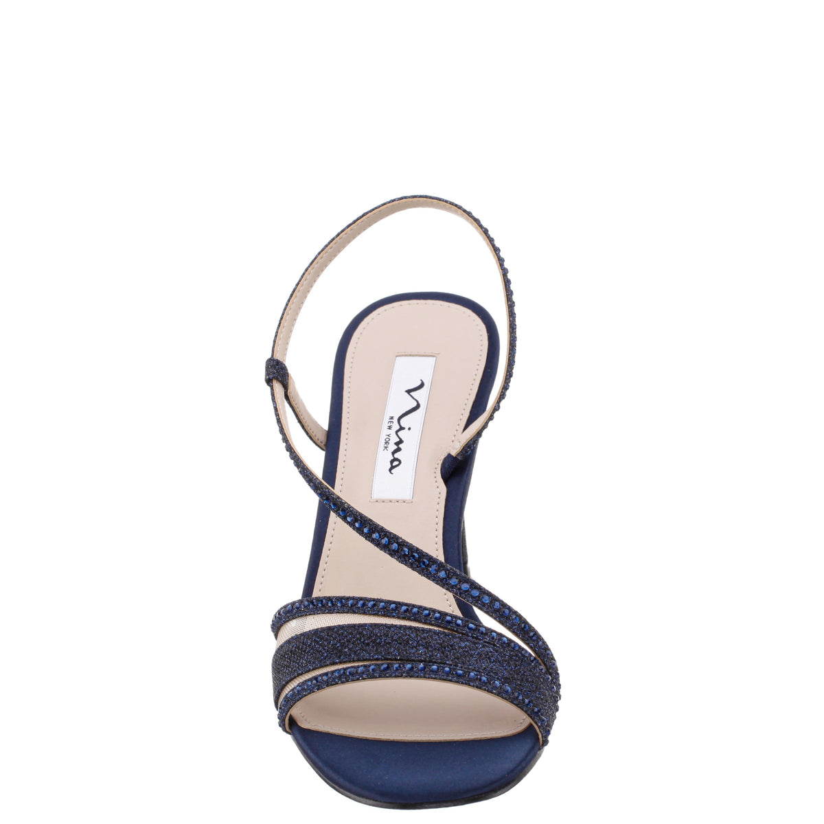 Abbi Blue Metallic Mid-Heel Sandal | Nina Shoes