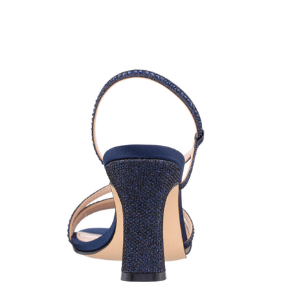 Abbi Blue Metallic Mid-Heel Sandal | Nina Shoes