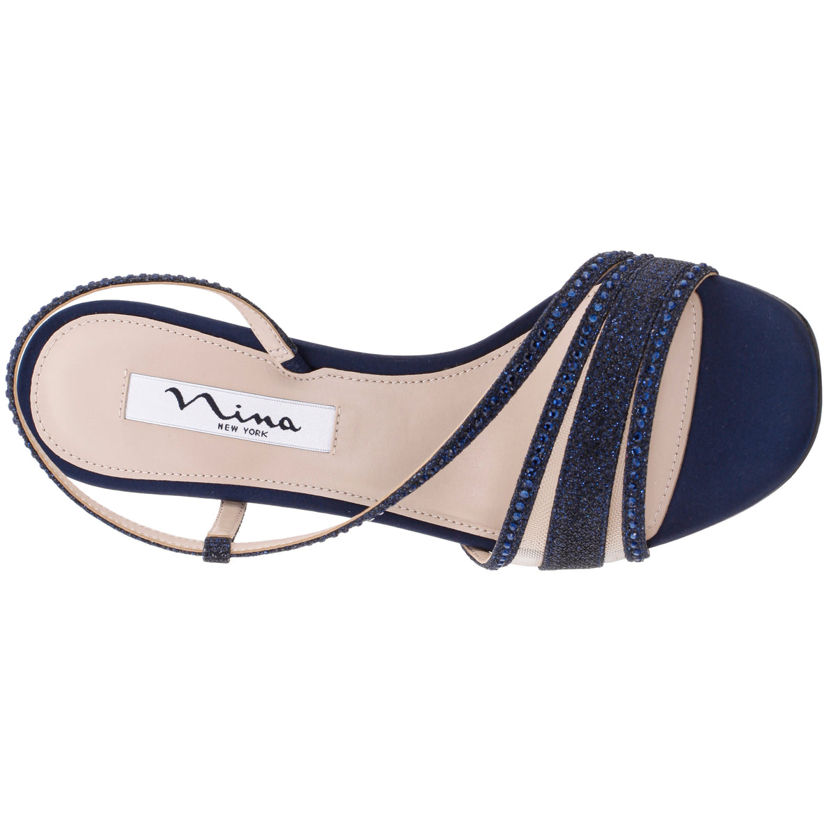 Abbi Blue Metallic Mid-Heel Sandal | Nina Shoes