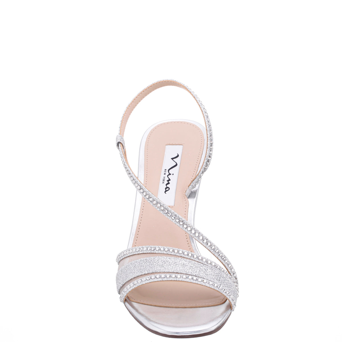 Abbi Silver Metallic Mid-Heel Sandal | Nina Shoes