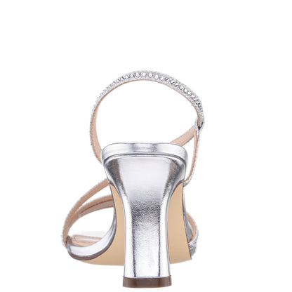 Abbi Silver Metallic Mid-Heel Sandal | Nina Shoes