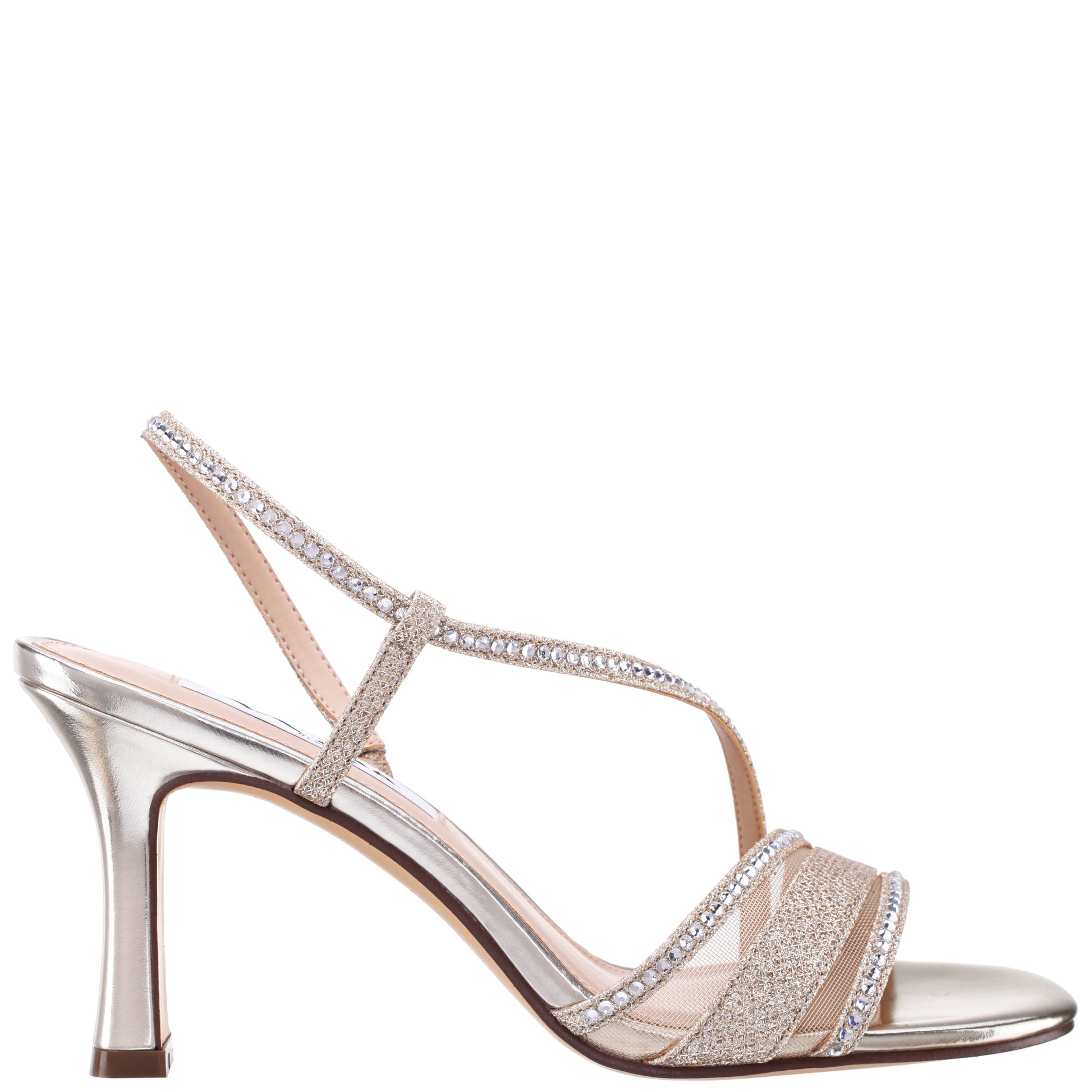 Abbi Soft Platino Metallic Mid-Heel Sandal | Nina Shoes