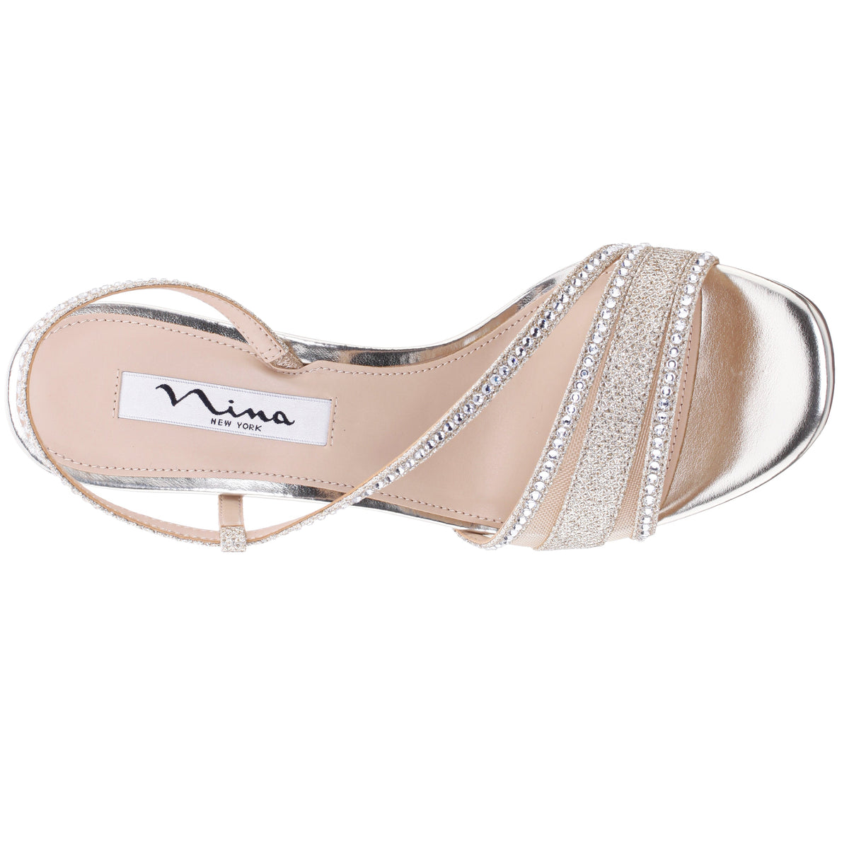 Abbi Soft Platino Metallic Mid-Heel Sandal | Nina Shoes