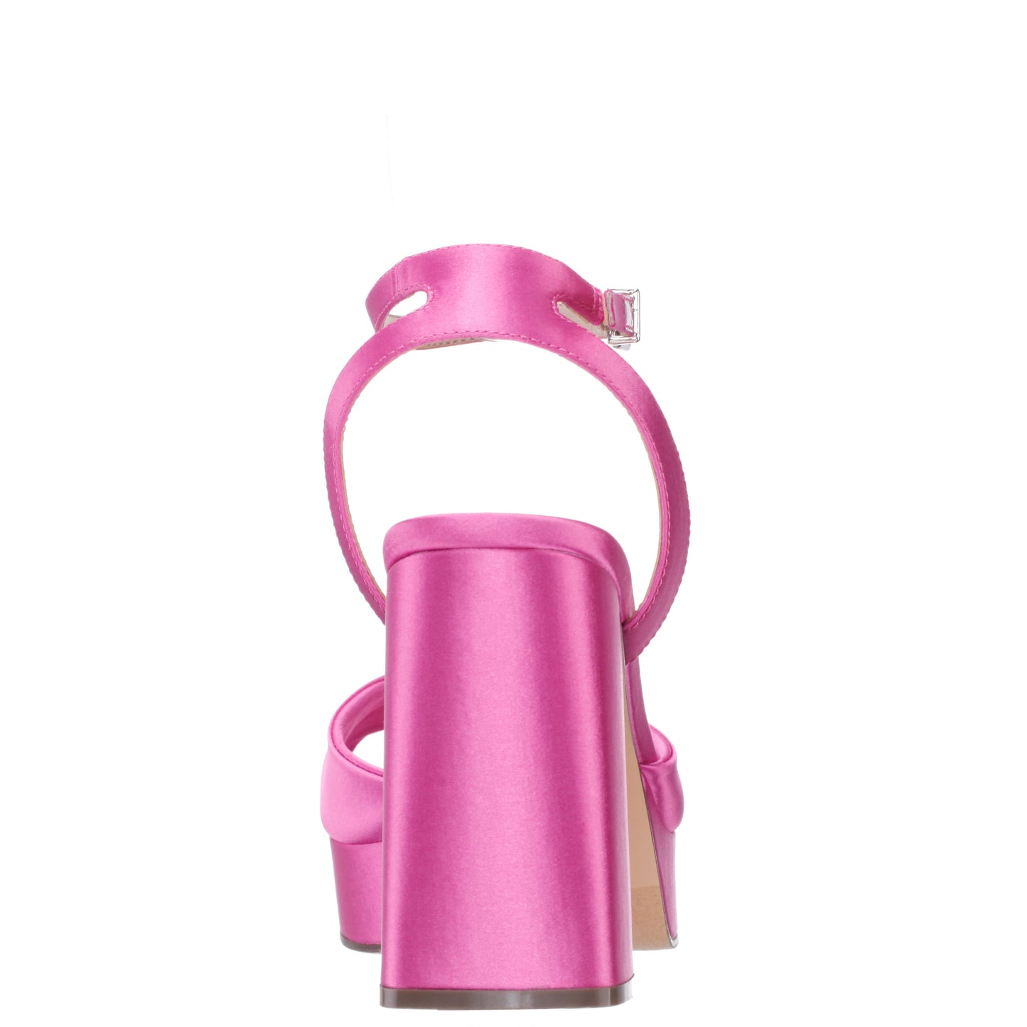Stacie Pink Satin Block-Heel Platform Sandals with Twist-Front and Ankle-Strap | Nina Shoes