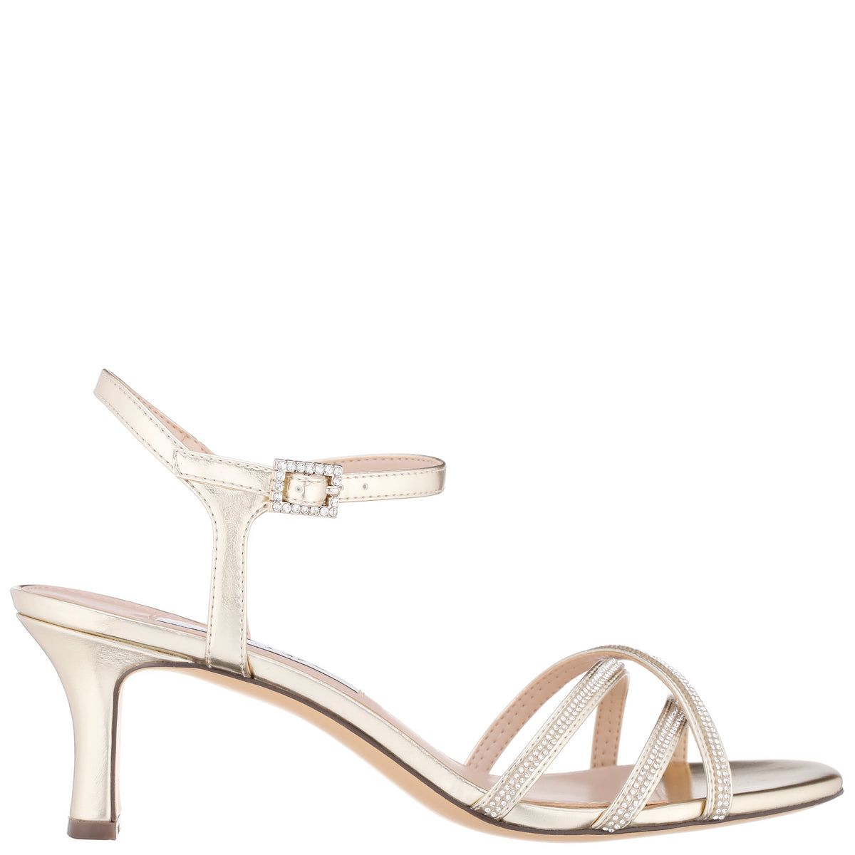Bobby Platino Metallic Mid-Heel Sandals with Ankle-Strap | Nina Shoes