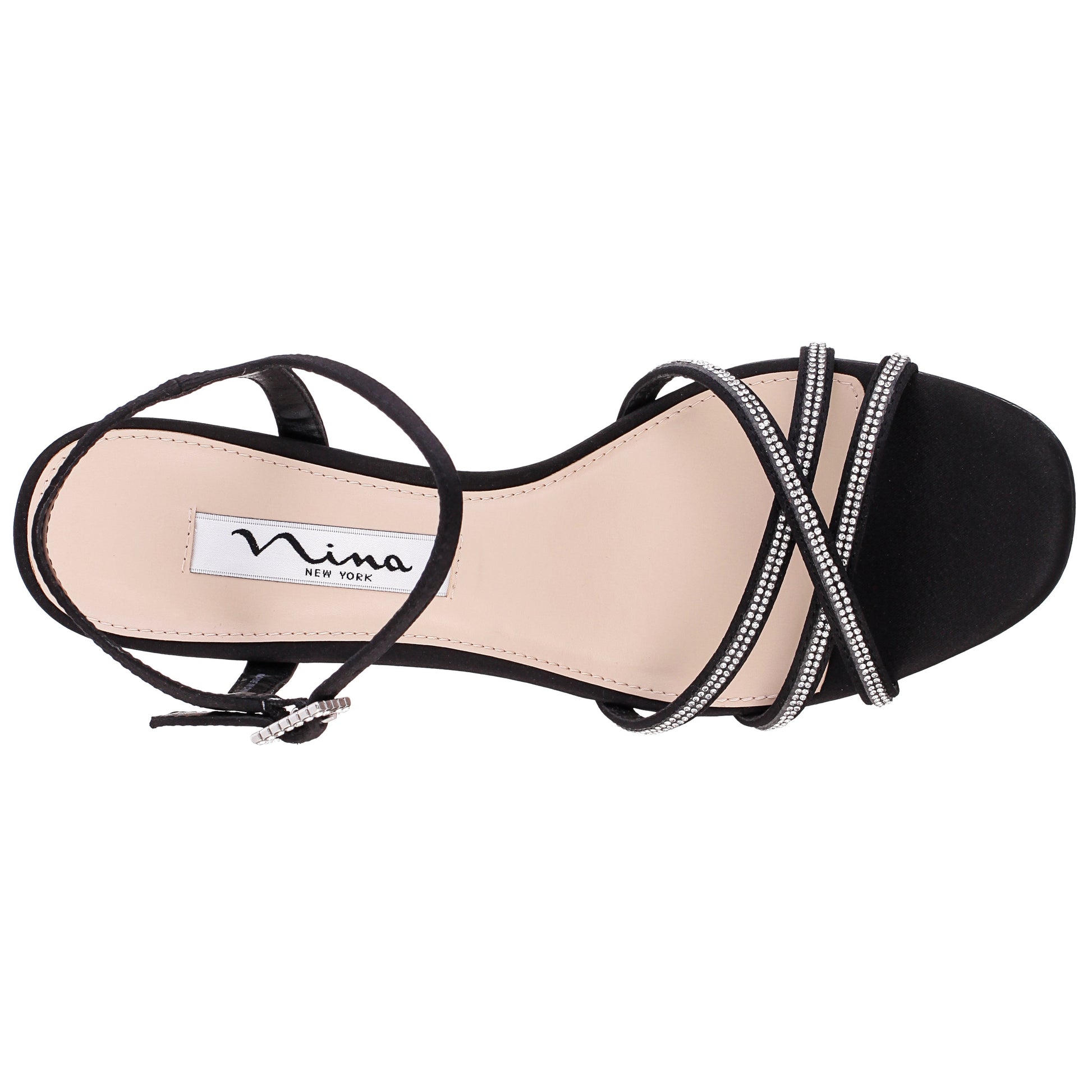Bobby Black Satin Mid-Heel Sandals | Nina Shoes