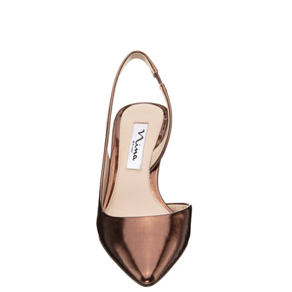 Nina60s Bronze Metallic Glaze Mid-Heel Slingback Pumps | Nina Shoes