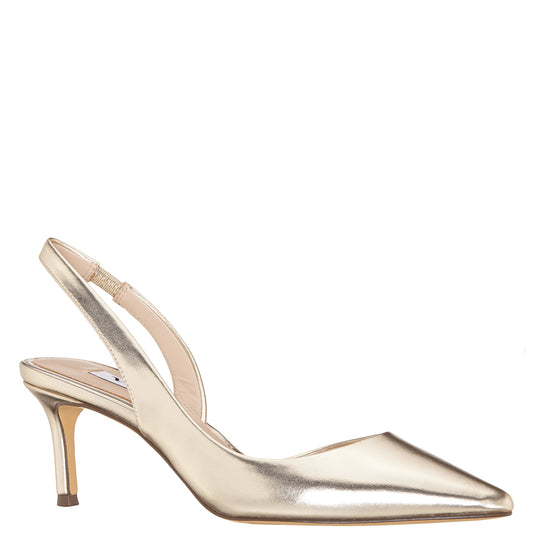 Nina60s Platino Metallic Glaze Mid-Heel Slingback Pumps | Nina Shoes