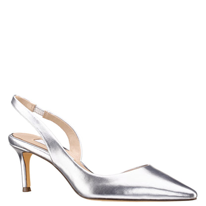 Nina60s Silver Metallic Glaze Mid-Heel Slingback Pumps | Nina Shoes