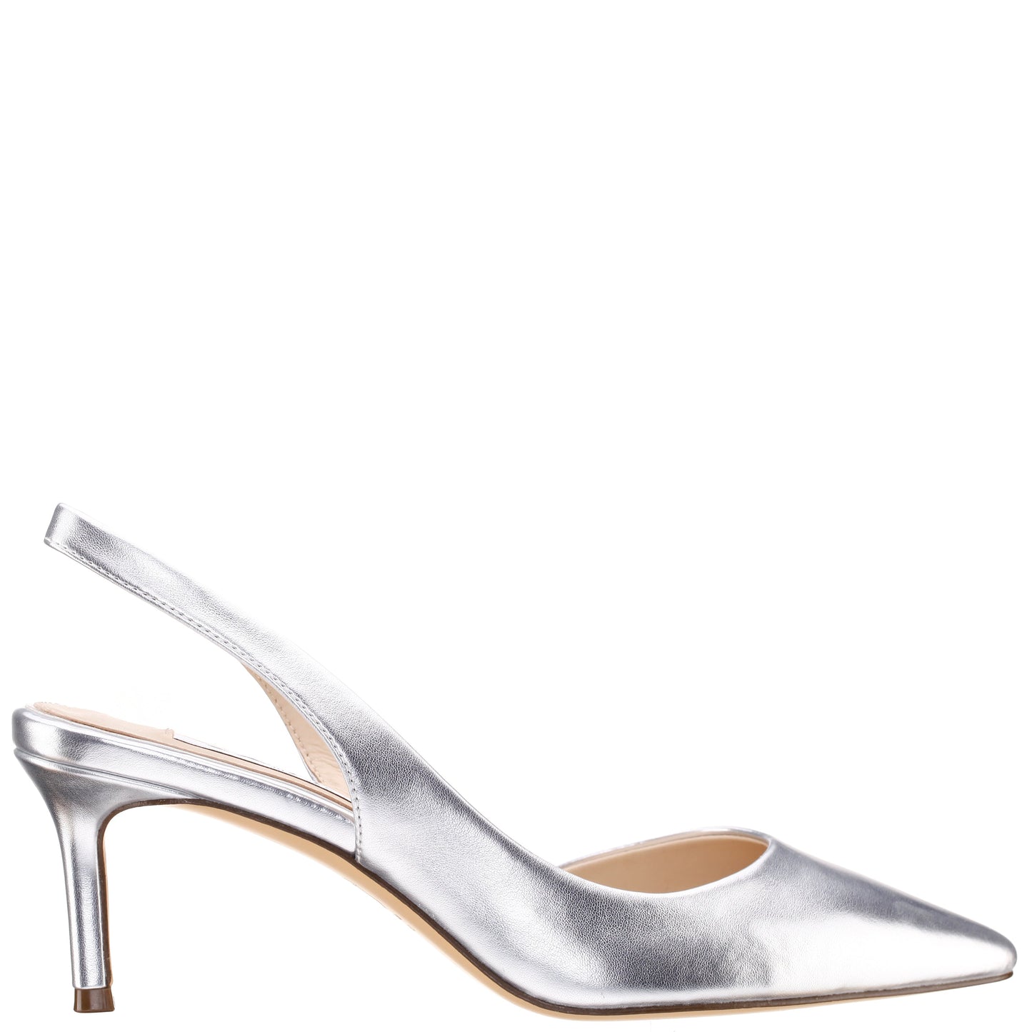 Nina60s Silver Metallic Glaze Mid-Heel Slingback Pumps | Nina Shoes