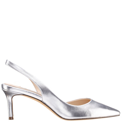 Nina60s Silver Metallic Glaze Mid-Heel Slingback Pumps | Nina Shoes