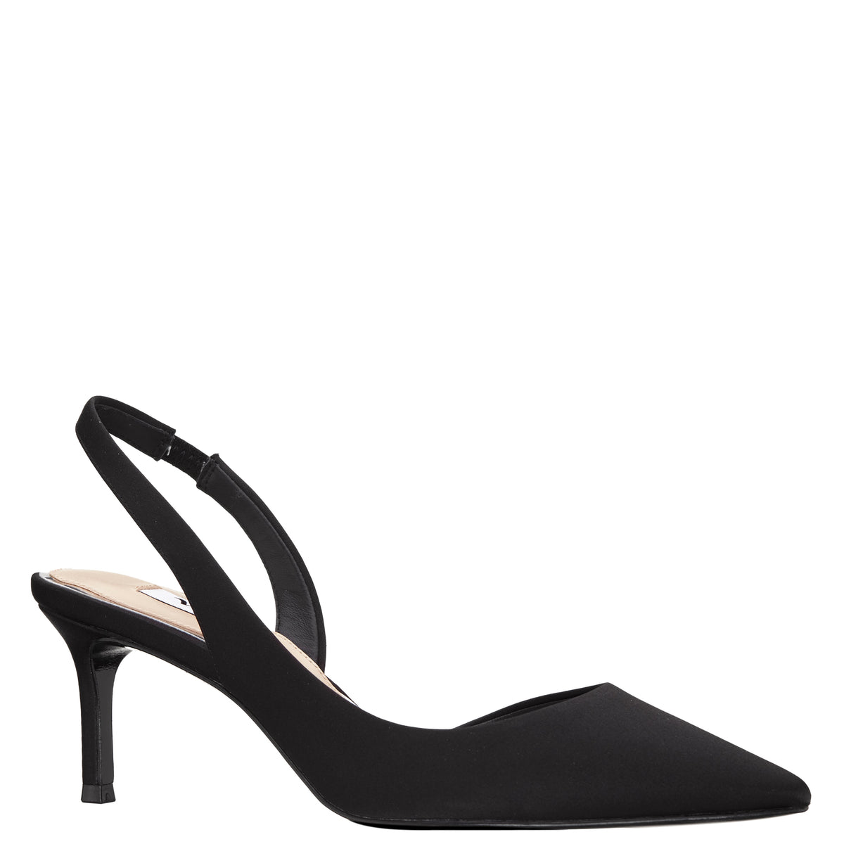 Nina60s Black Satin Mid-Heel Slingback Pumps | Nina Shoes