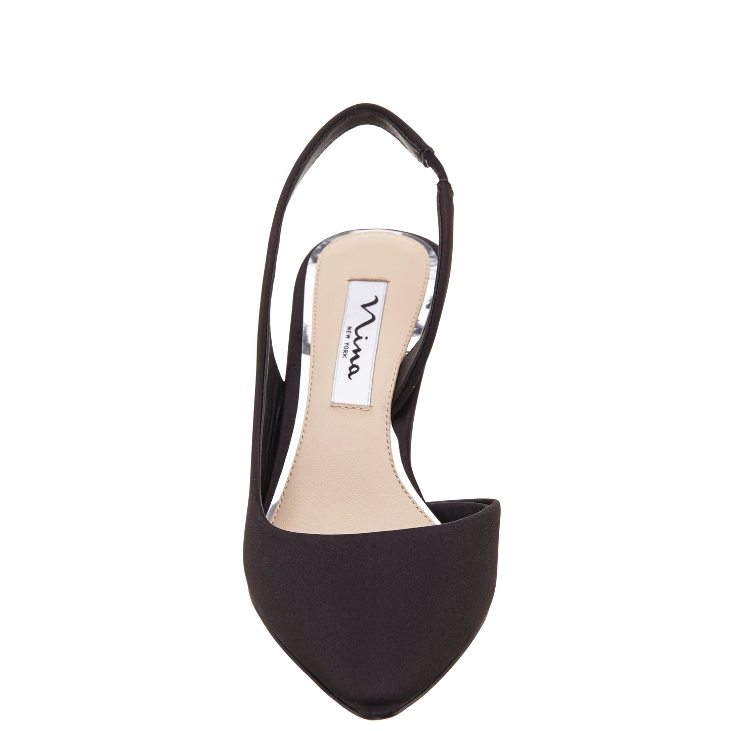 Nina60s Black Satin Mid-Heel Slingback Pumps | Nina Shoes