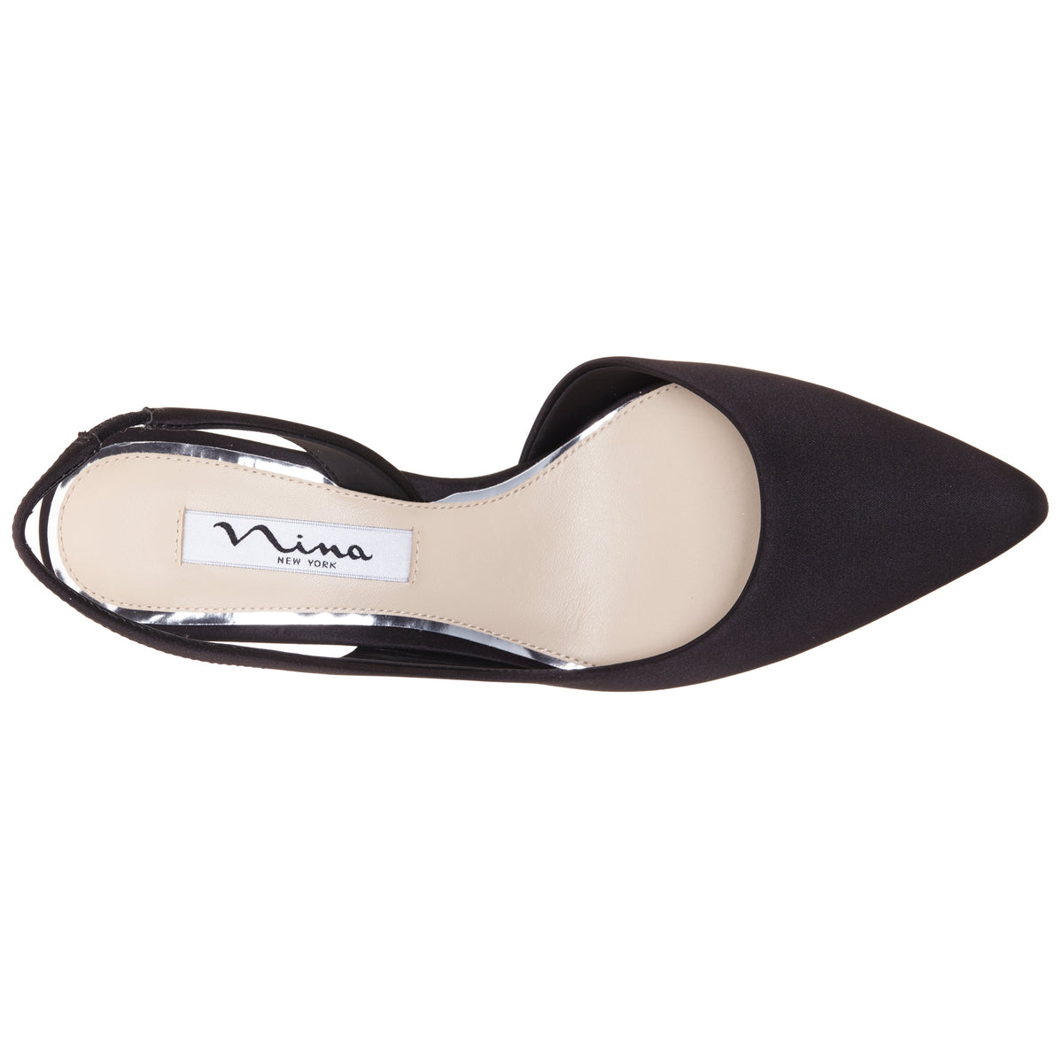 Nina60s Black Satin Mid-Heel Slingback Pumps | Nina Shoes