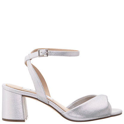 Nigella True Silver Metallic Suedette Block-Heel Sandals | Nina Shoes