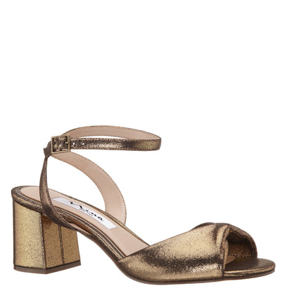 Nigella Yellow Metallic Suedette Block-Heel Sandals | Nina Shoes