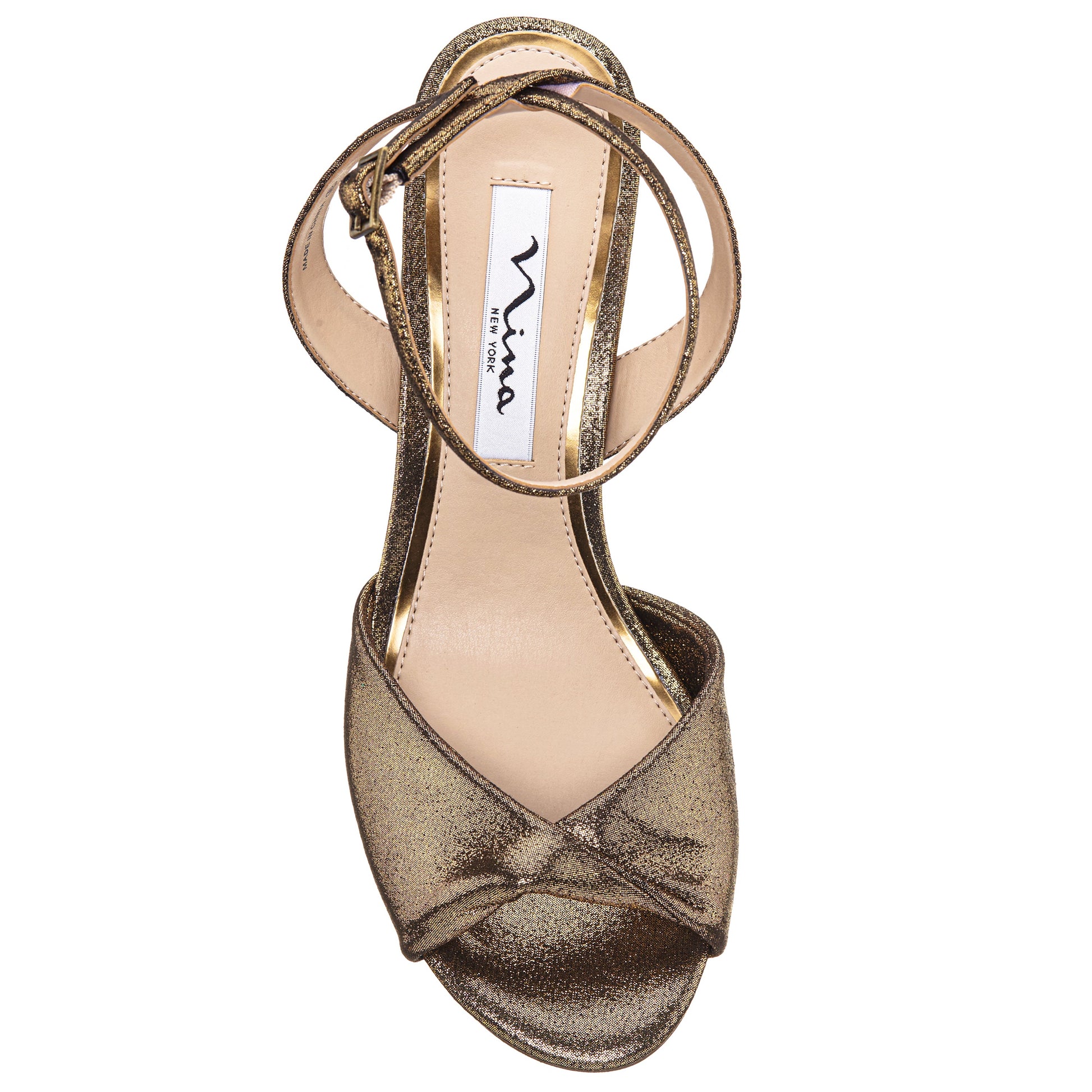 Nigella Yellow Metallic Suedette Block-Heel Sandals | Nina Shoes