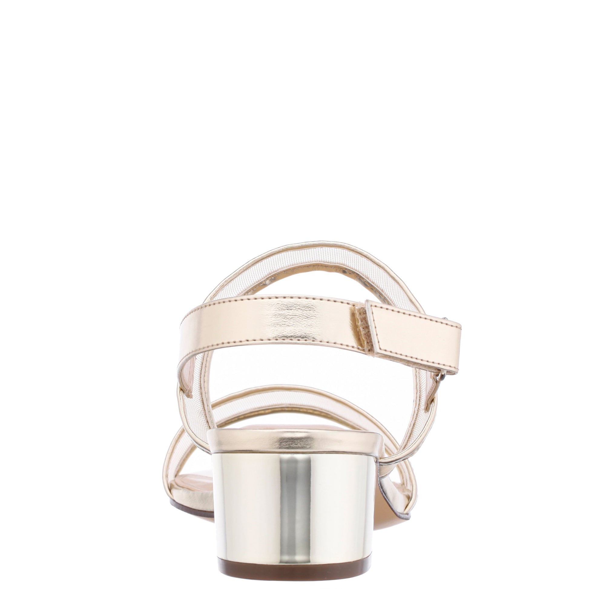 Ganice Platino Metallic Foil with Mesh Block-Heel Hook & Loop Sandals | Nina Shoes