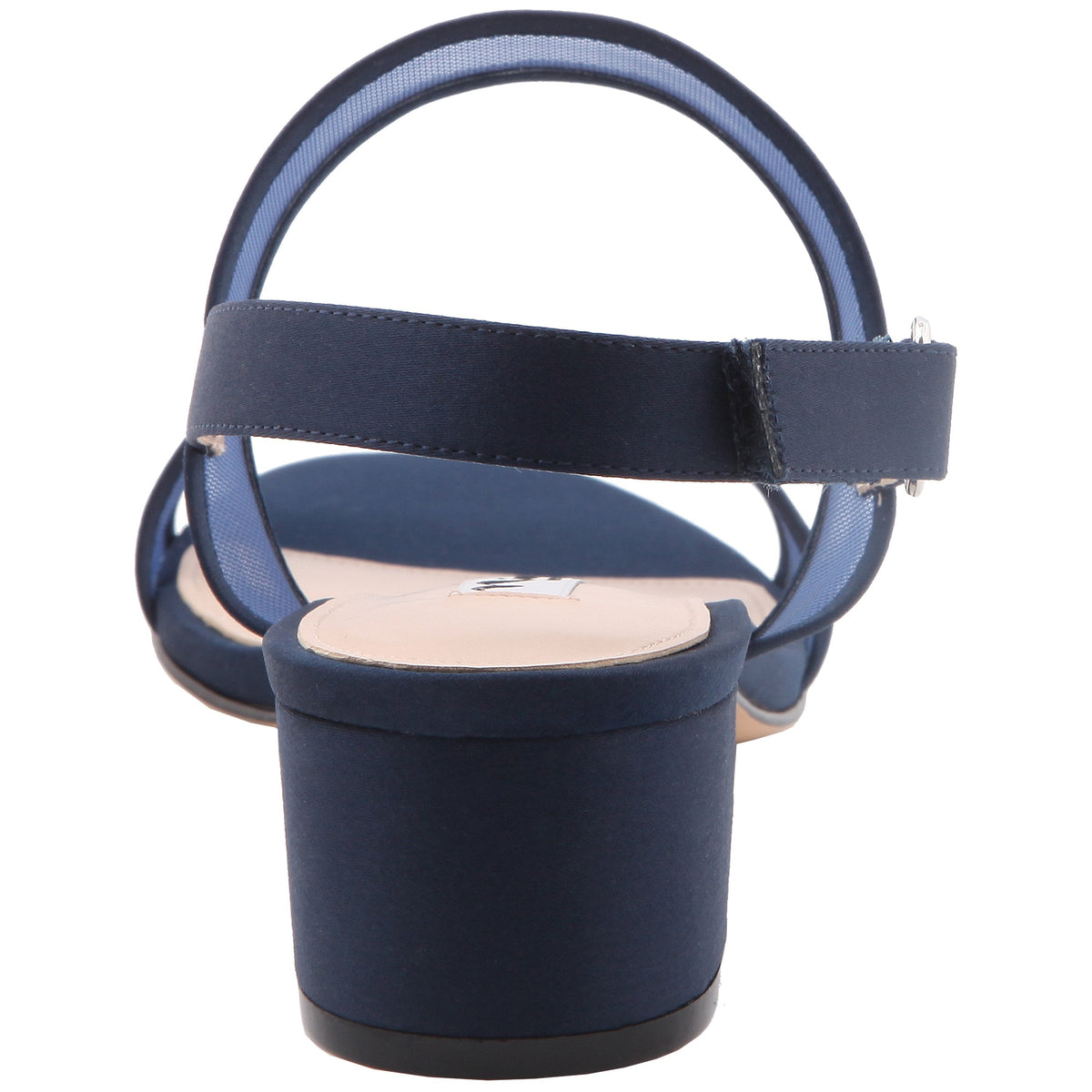 Ganice Blue Satin with Mesh Block-Heel Hook & Loop Sandals | Nina Shoes