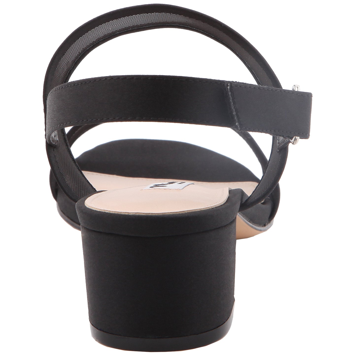 Ganice Black Satin with Mesh Block-Heel Hook & Loop Sandals | Nina Shoes