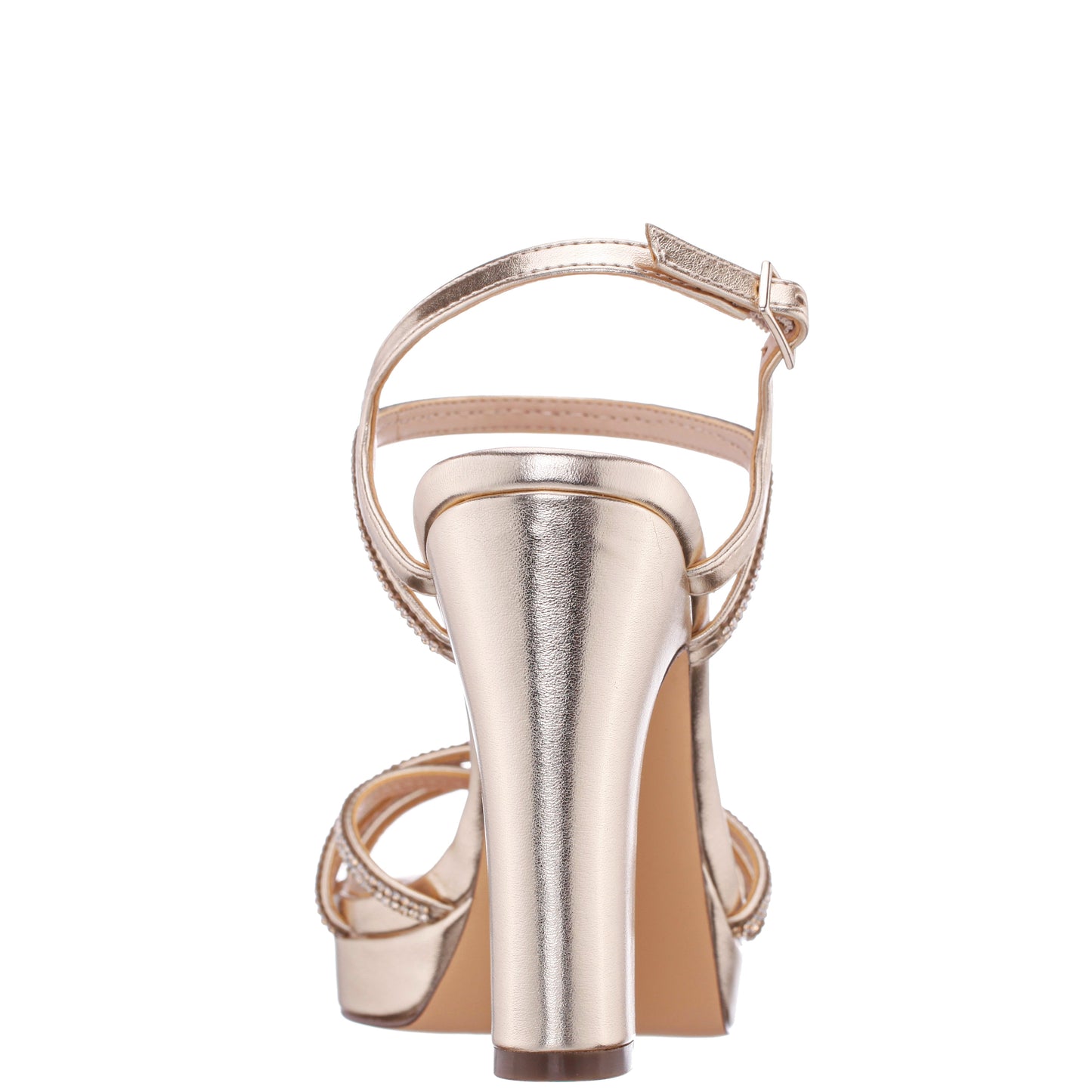 Sybel Gold Metallic Ultra-High Block Heel Platform Sandal | Nina Shoes