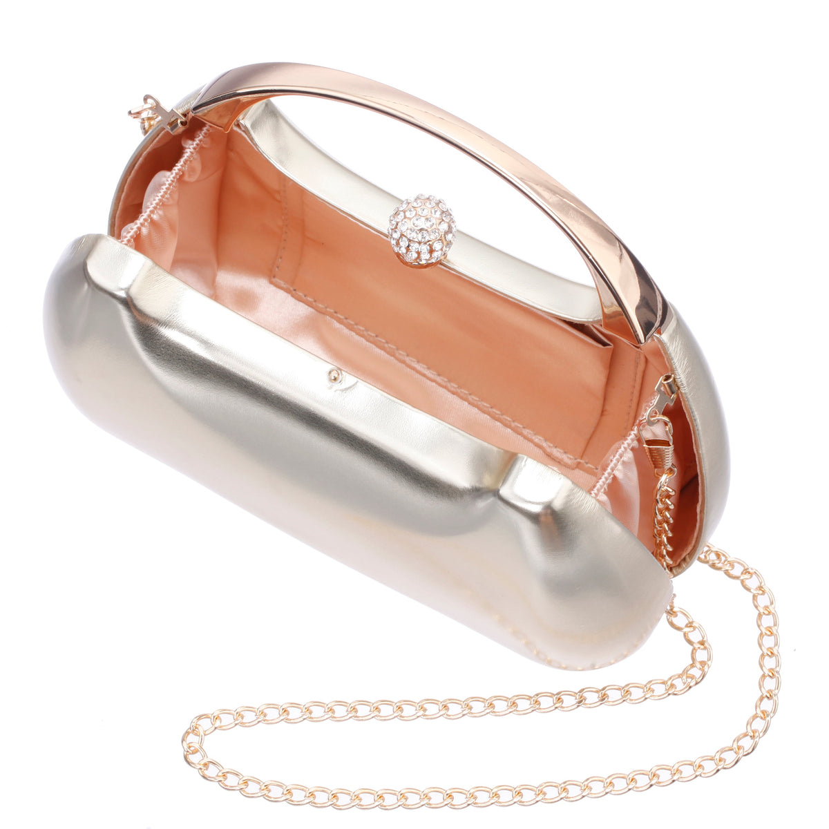 Brando-M Platino Metallic Foil/Glass Crystal Minaudiere | Nina Shoes