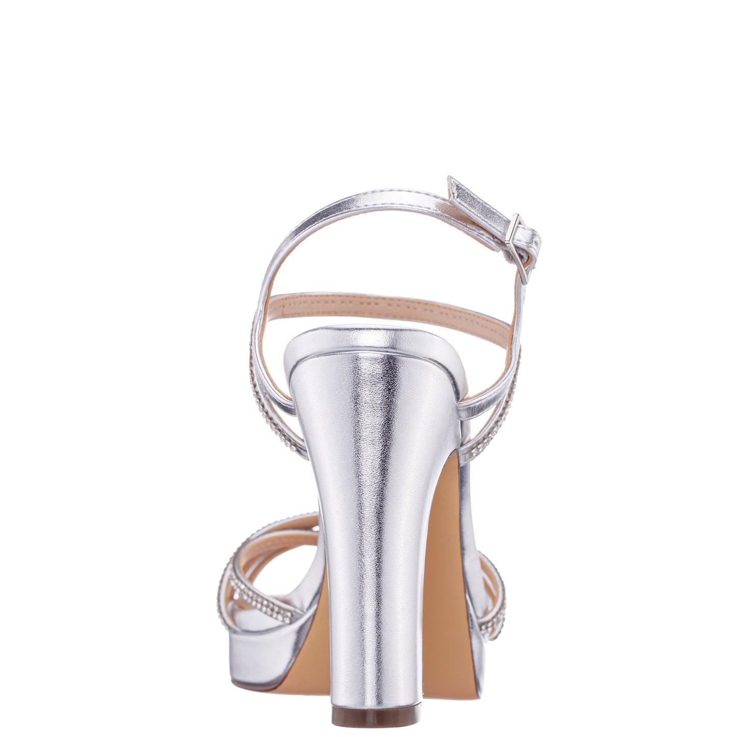 Sybel Silver Metallic Ultra-High Block Heel Platform Sandal | Nina Shoes