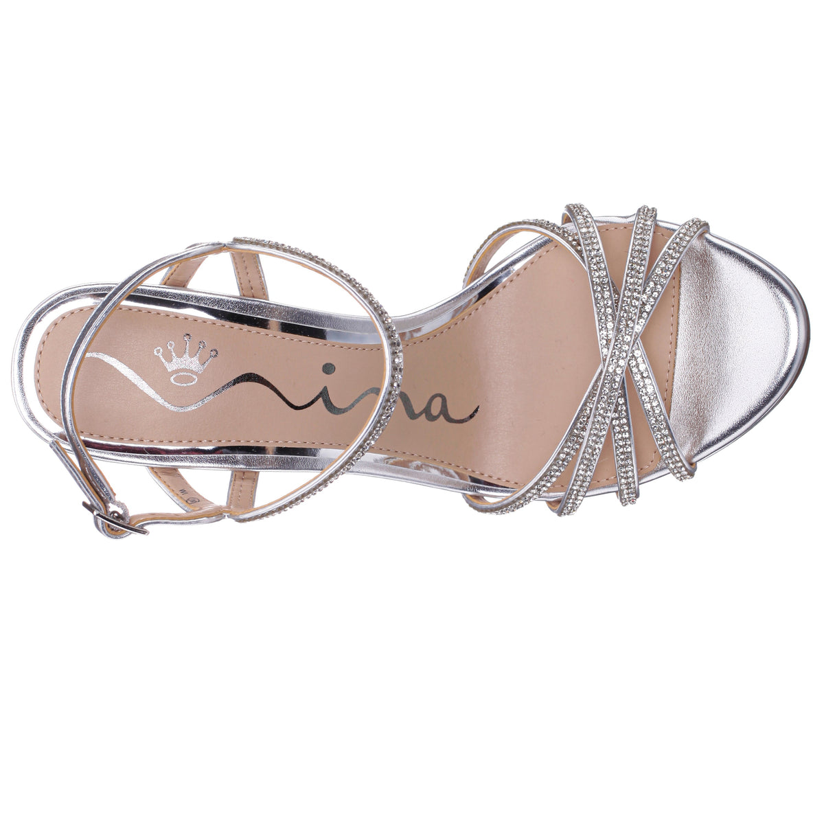Sybel Silver Metallic Ultra-High Block Heel Platform Sandal | Nina Shoes