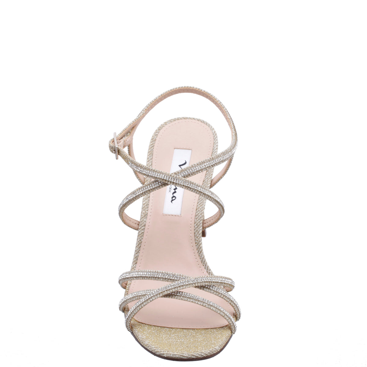 Anna Platino Metallic Mid-Heel Sandals | Nina Shoes