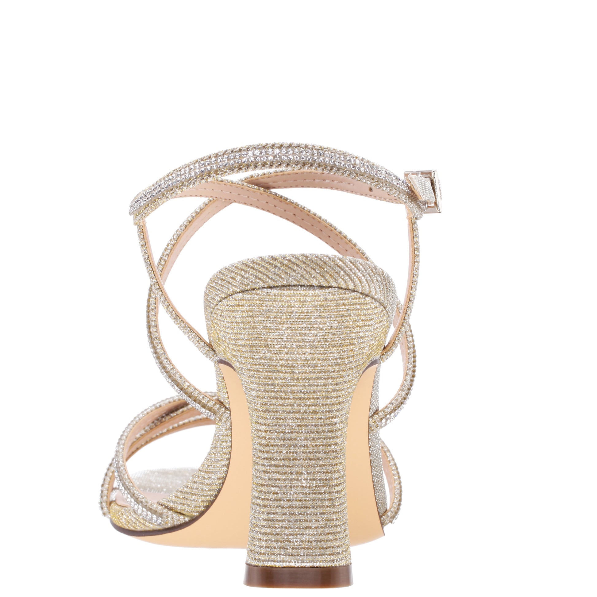 Anna Platino Metallic Mid-Heel Sandals | Nina Shoes