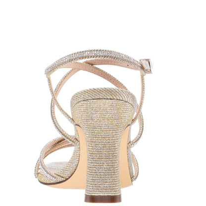 Anna Platino Metallic Mid-Heel Sandals | Nina Shoes