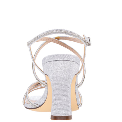 Anna Silver Metallic Mid-Heel Sandals | Nina Shoes