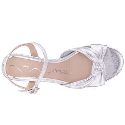 Floren Silver Sandal Mid-Heel Platform | Nina Shoes