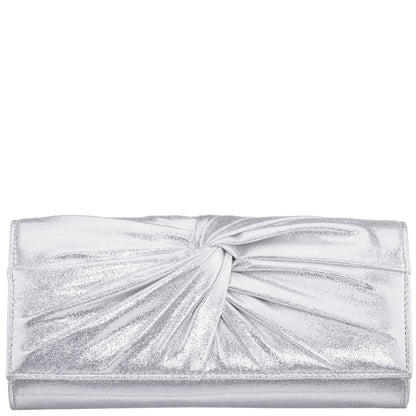 Spirit Silver Disco Suedette Foldover Clutch | Nina Shoes