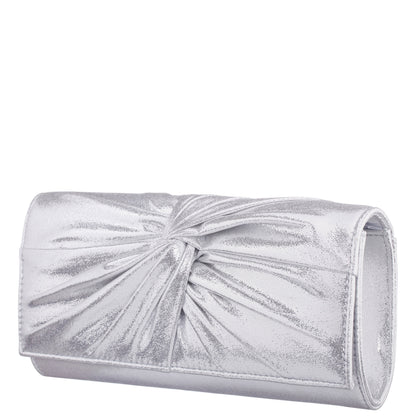 Spirit Silver Disco Suedette Foldover Clutch | Nina Shoes