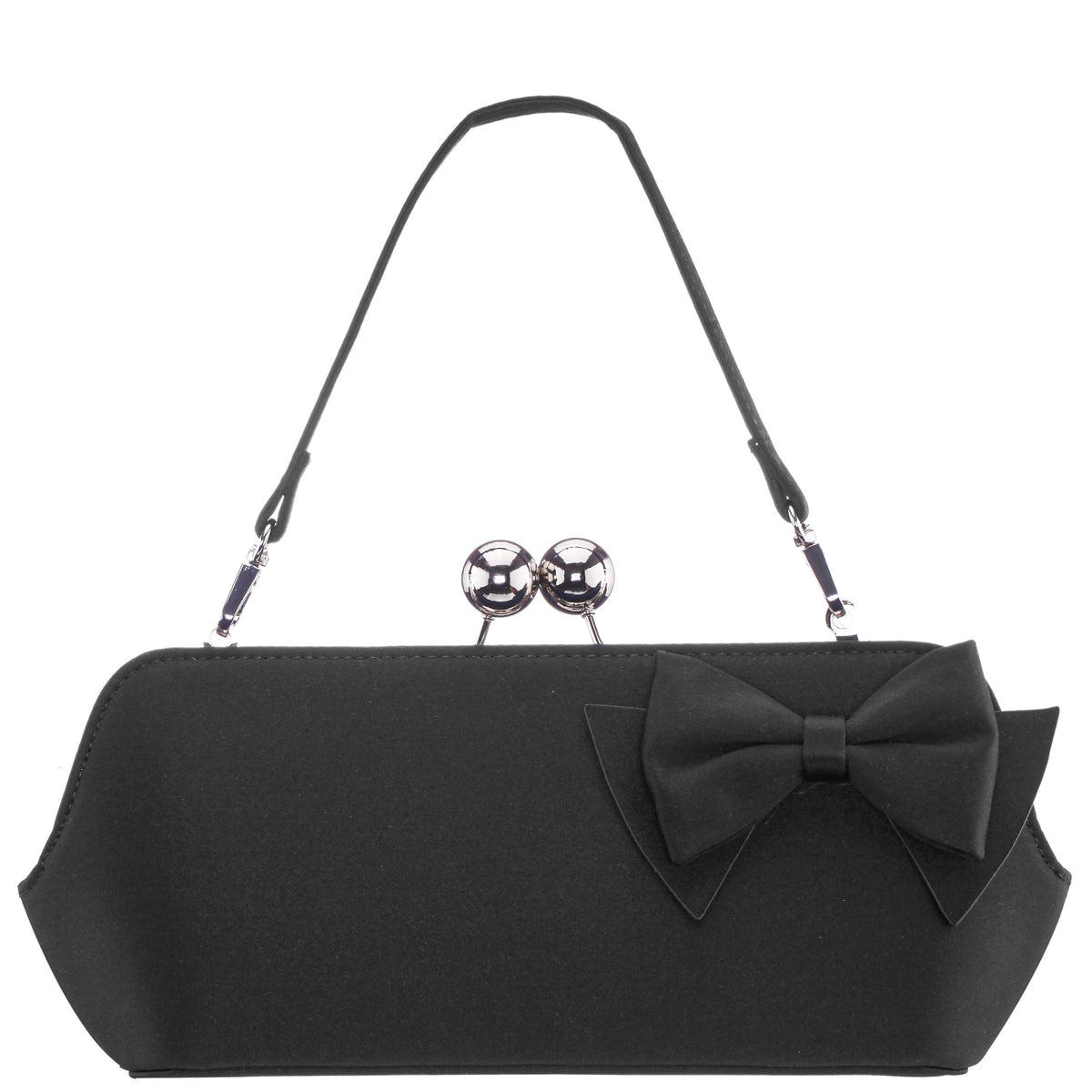 Kenji-K Black Satin Frame Clutch | Nina Shoes