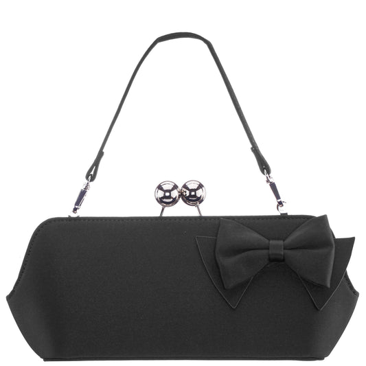 Kenji-K Black Satin Frame Clutch | Nina Shoes