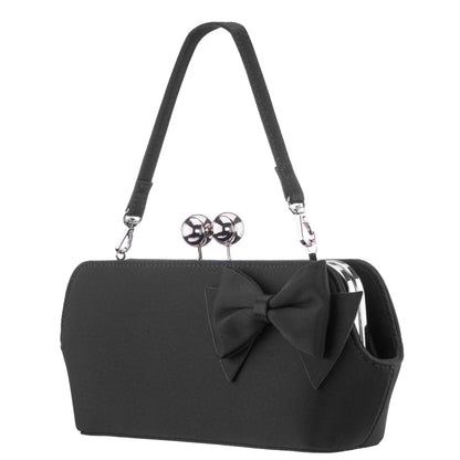 Kenji-K Black Satin Frame Clutch | Nina Shoes