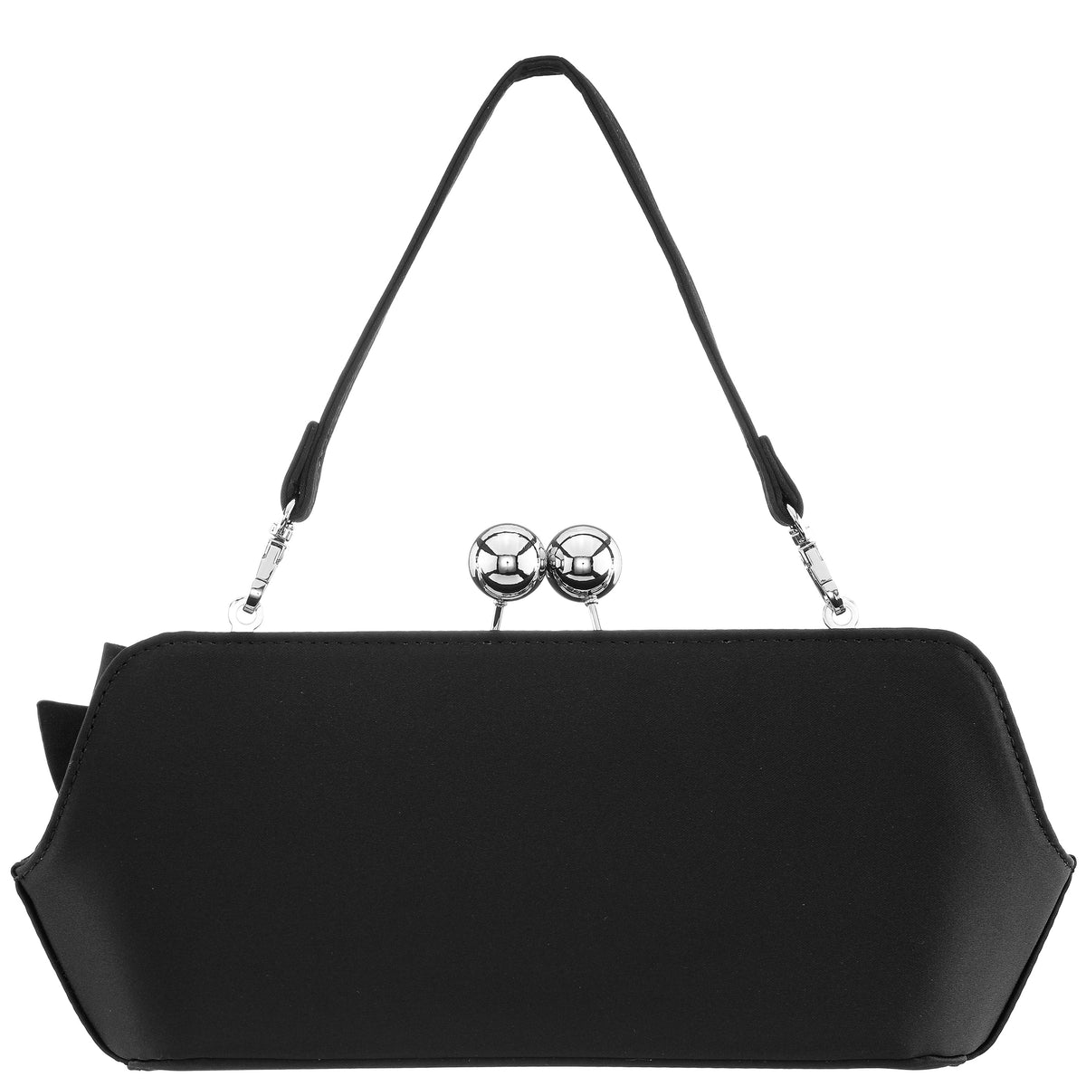 Kenji-K Black Satin Frame Clutch | Nina Shoes