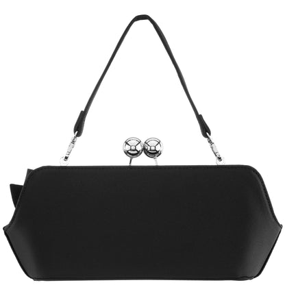 Kenji-K Black Satin Frame Clutch | Nina Shoes