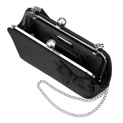 Kenji-K Black Satin Frame Clutch | Nina Shoes